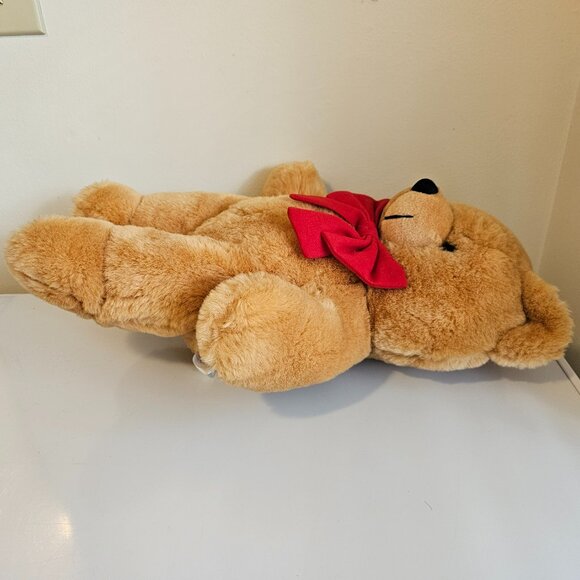 Well Made Toy Teddy Bear Plush Stuffed Animal Tan Red Bow Vintage 1991 18" - Picture 6 of 8